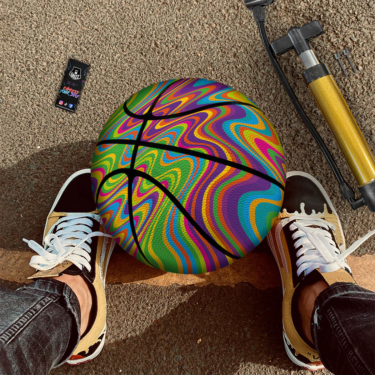 Psychedelic Rainbow Print Pattern Basketball - Image 2