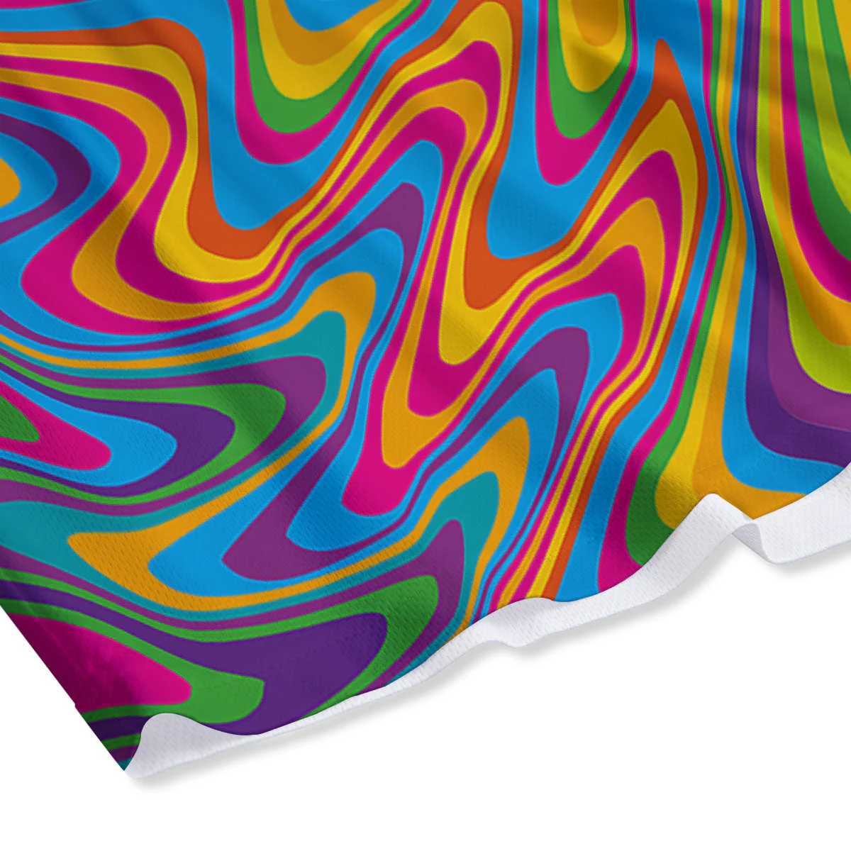 Psychedelic Rainbow Print Pattern Mesh Shorts - Image 4