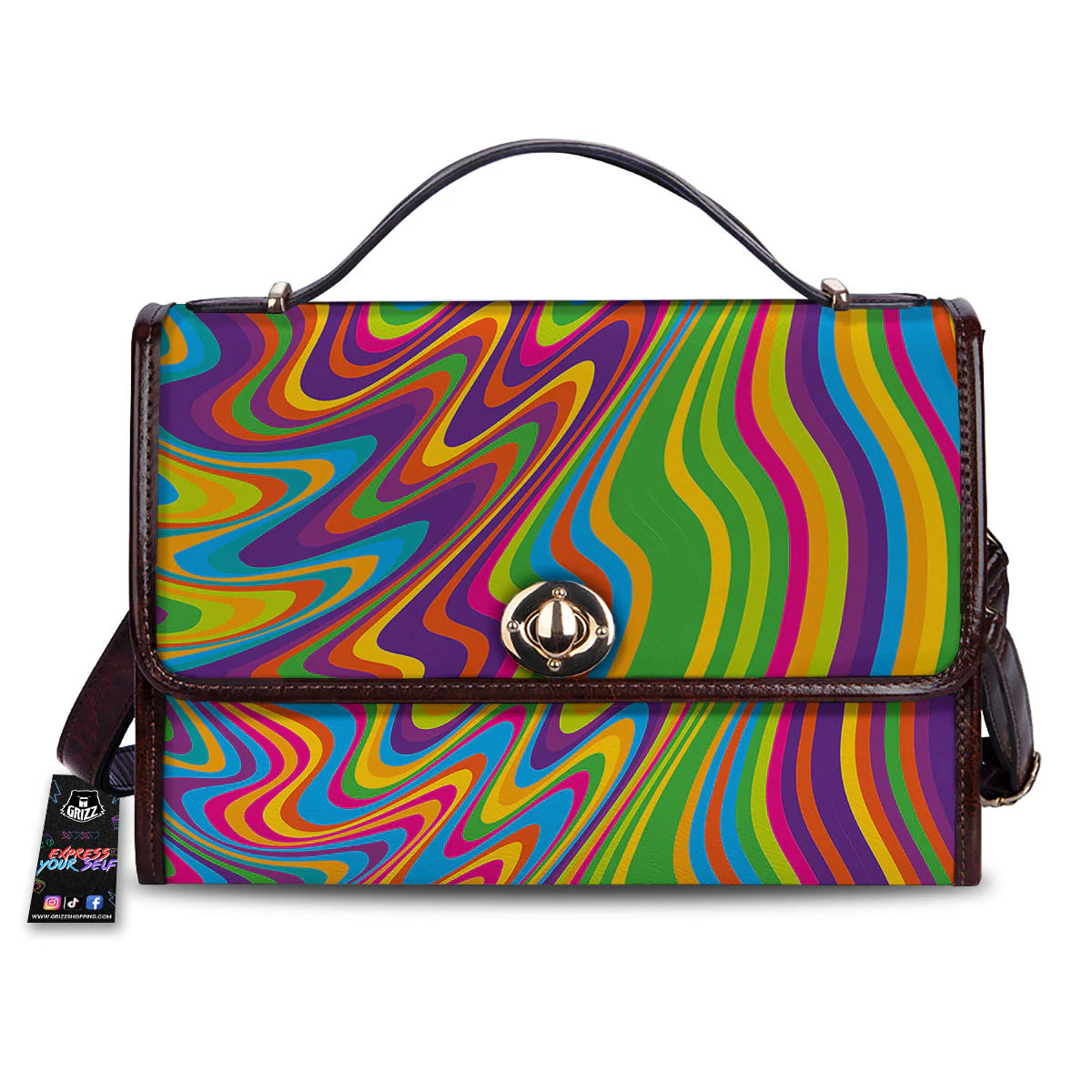 Psychedelic Rainbow Print Pattern Women's Satchel Bag