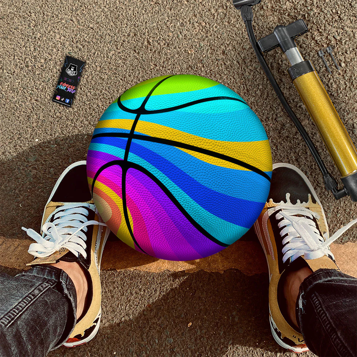Psychedelic Rainbow Torus Print Basketball - Image 2