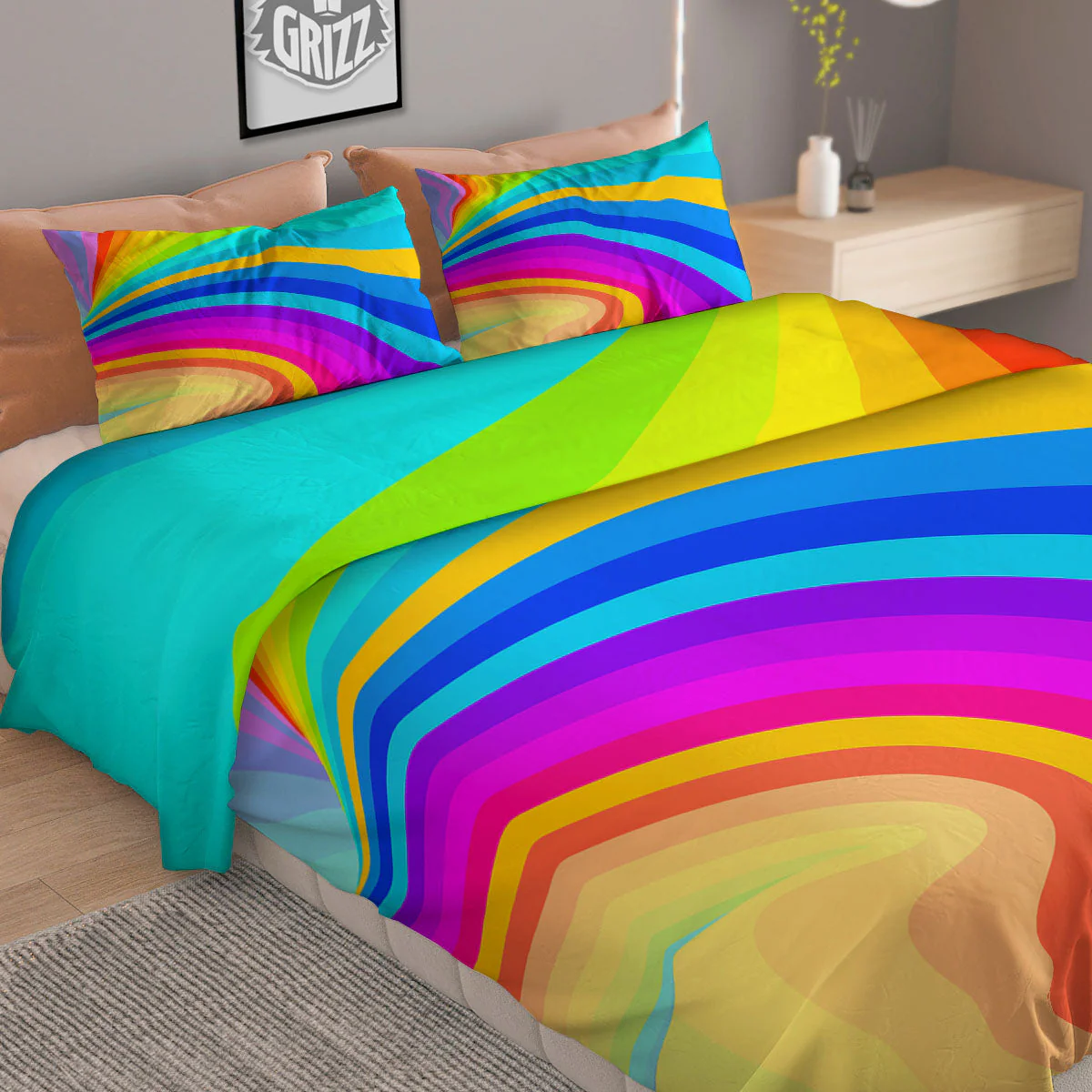 Psychedelic Rainbow Torus Print Duvet Cover Bedding Set - Image 2