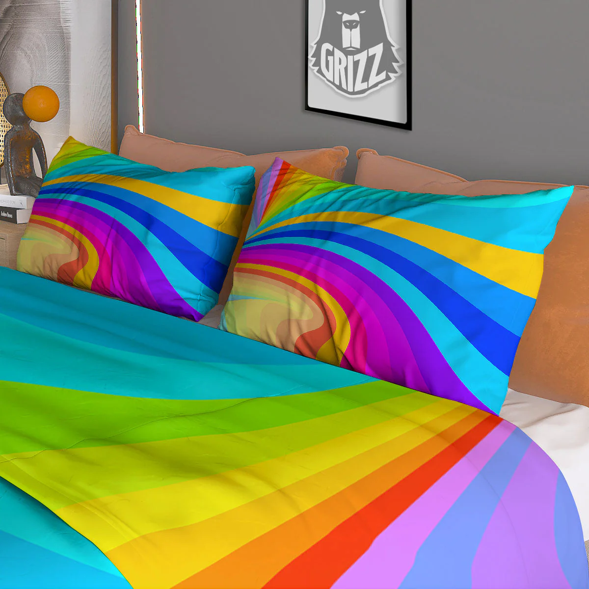 Psychedelic Rainbow Torus Print Duvet Cover Bedding Set - Image 3