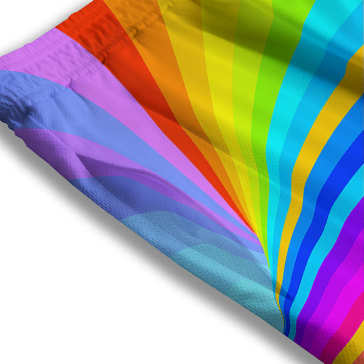 Psychedelic Rainbow Torus Print Mesh Shorts - Image 3