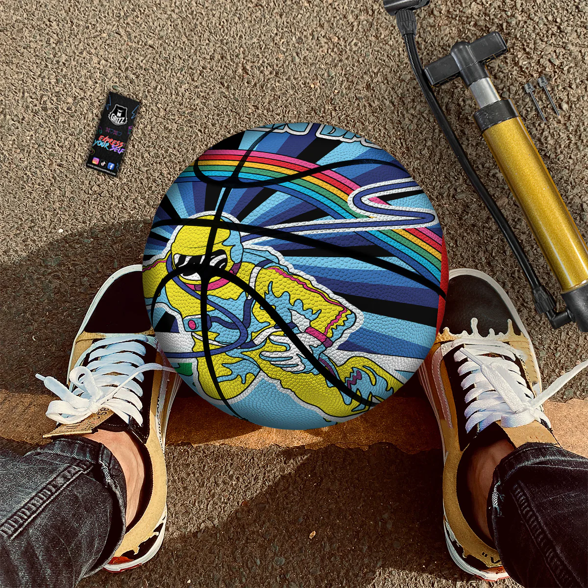 Psychedelic Space And Astronaut Print Basketball - Image 2