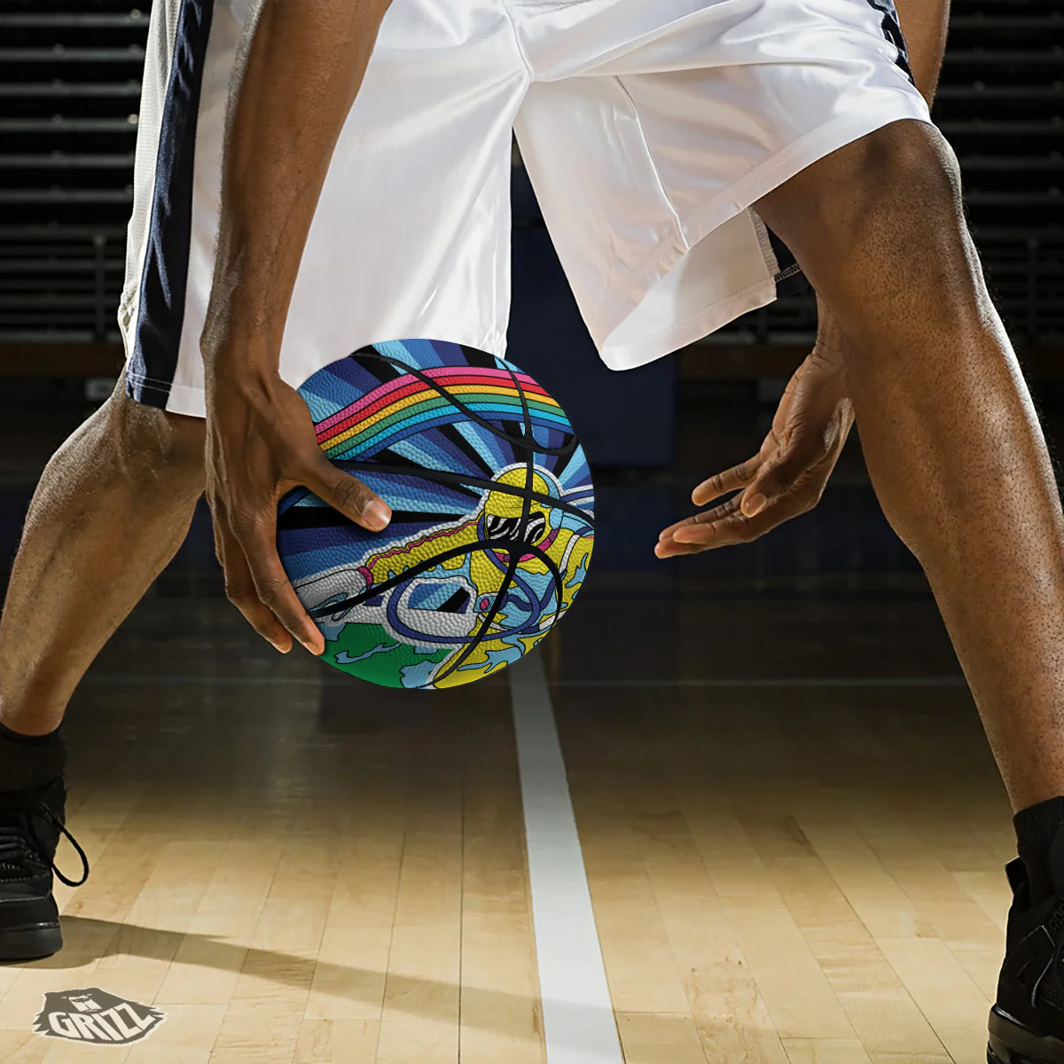 Psychedelic Space And Astronaut Print Basketball - Image 3