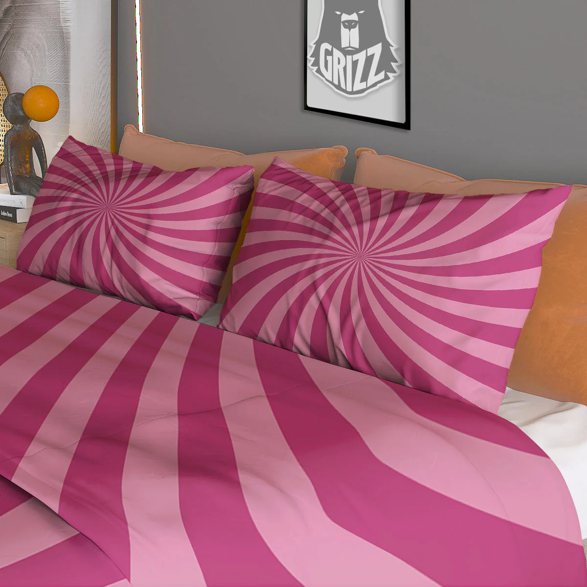 Psychedelic Swirl Pink Print Duvet Cover Bedding Set - Image 3