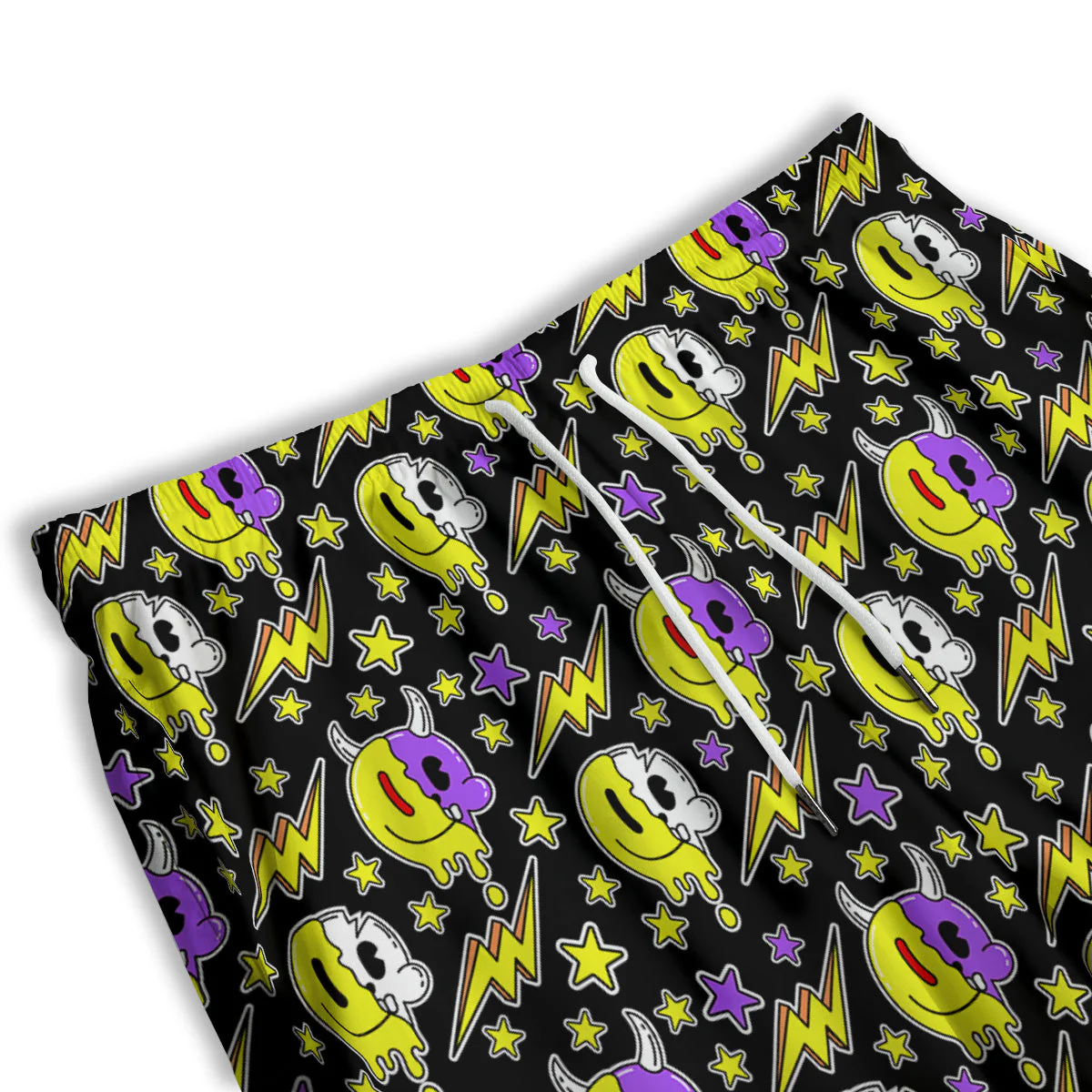 Psychedelic Trippy Acid Emoji Print Pattern Men's Athletic Shorts - Image 3