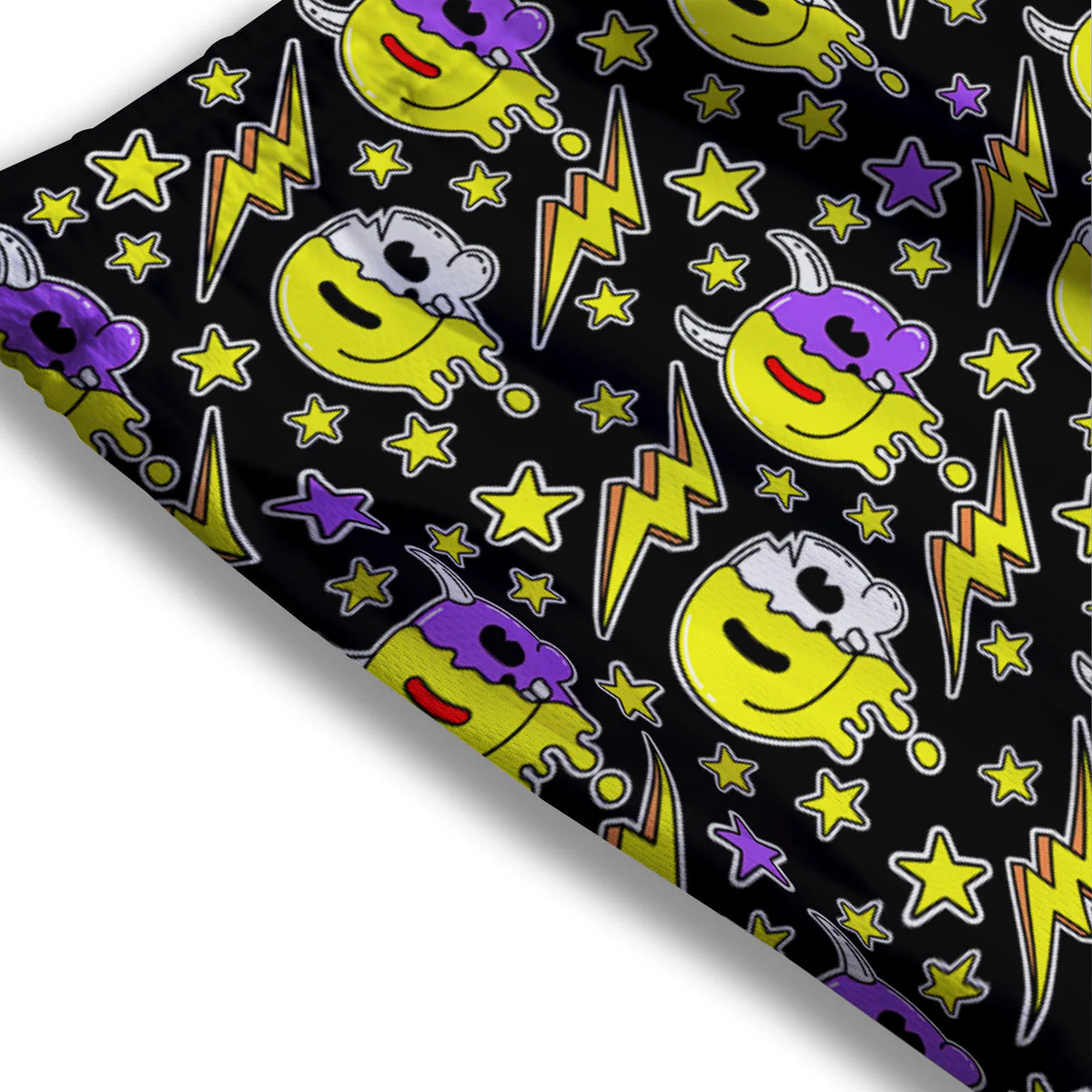 Psychedelic Trippy Acid Emoji Print Pattern Mesh Shorts - Image 3