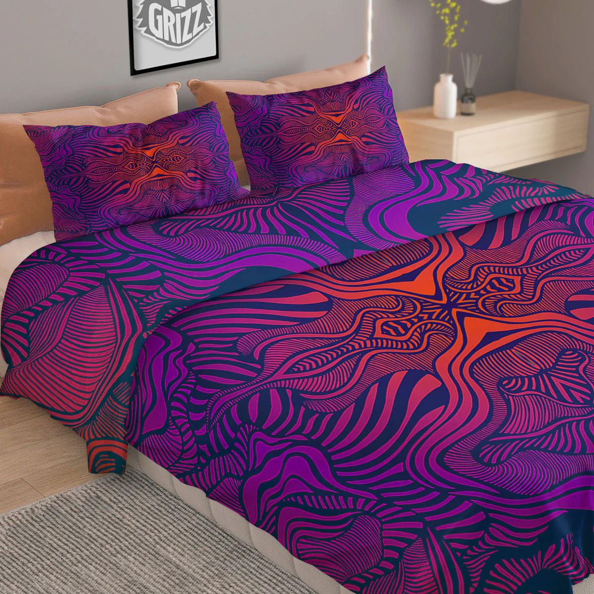 Psychedelic Trippy Ornament Print Duvet Cover Bedding Set - Image 2