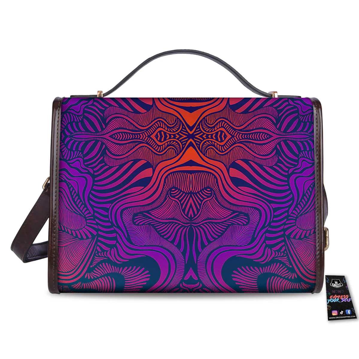 Psychedelic Trippy Ornament Print Women's Satchel Bag - Image 2