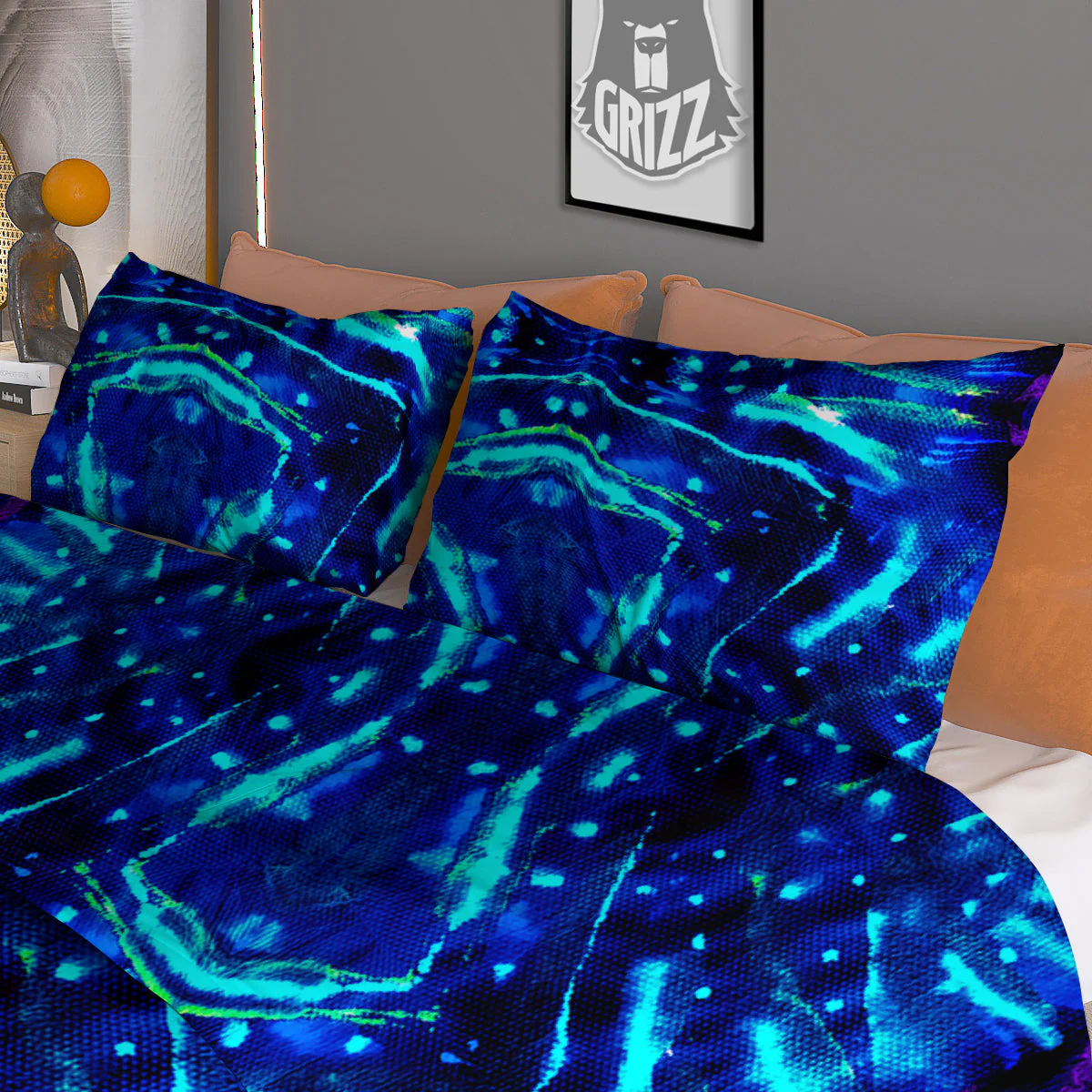 Psychedelic Watercolor Print Pattern Duvet Cover Bedding Set - Image 3