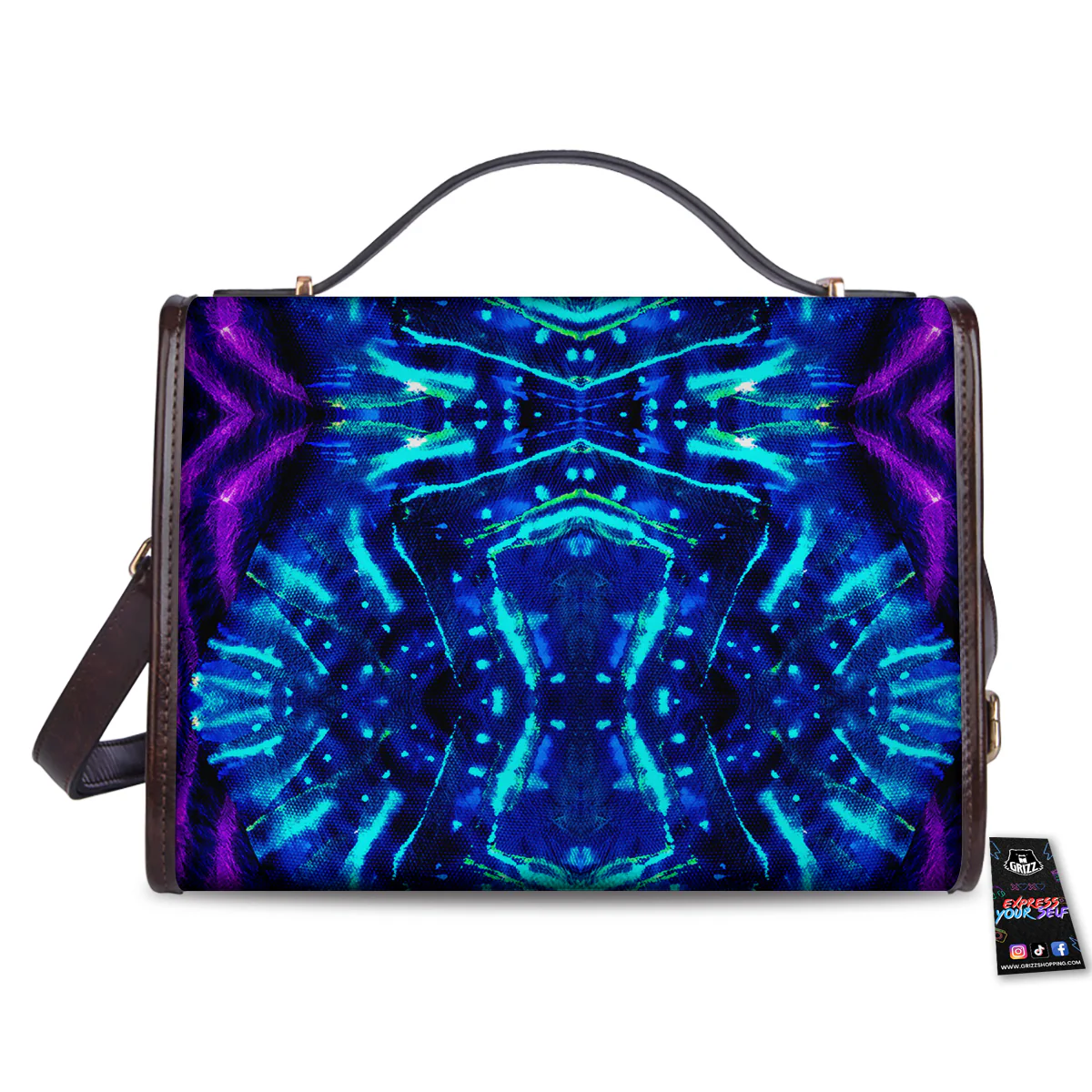 Psychedelic Watercolor Print Pattern Women's Satchel Bag - Image 2