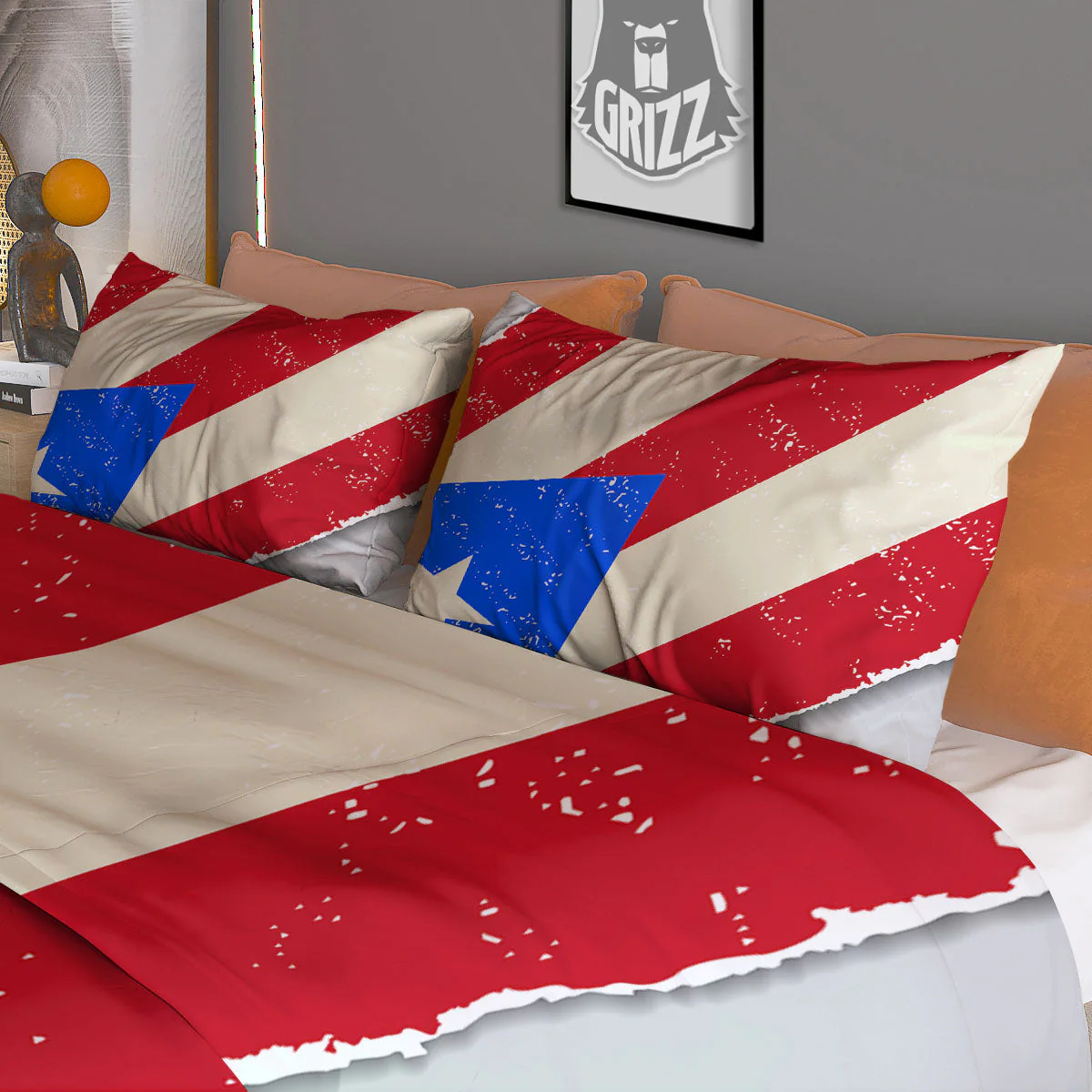 Puerto Rican Retro Flag Print Duvet Cover Bedding Set - Image 3