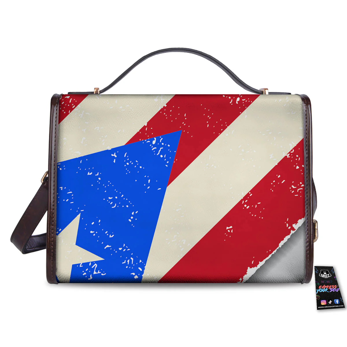 Puerto Rican Retro Flag Print Women's Satchel Bag - Image 2