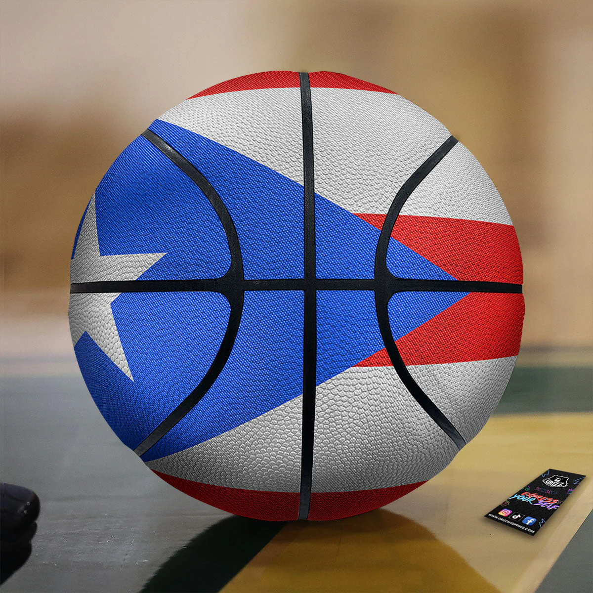 Puerto Rican Wrinkled Flag Print Basketball