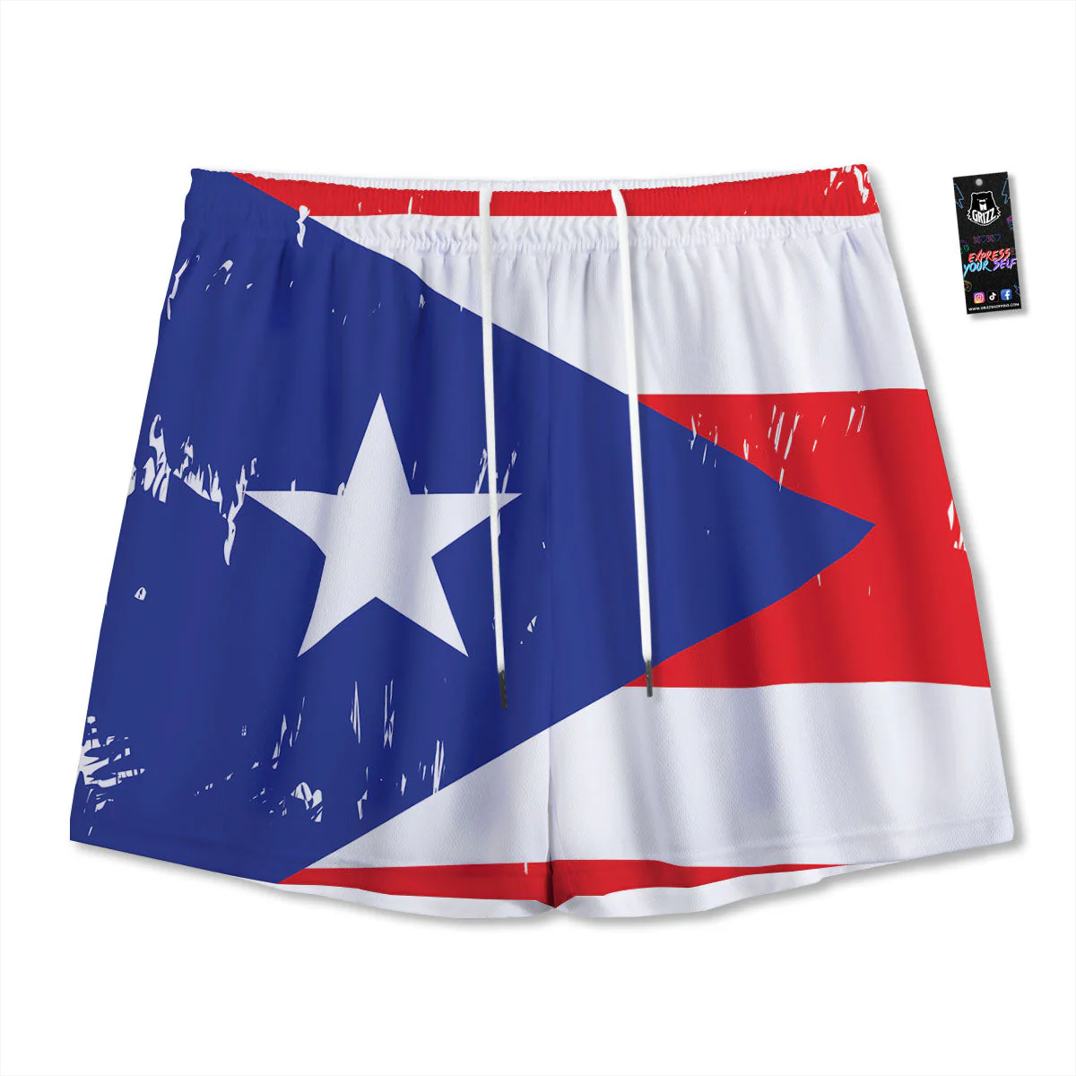 Puerto Rico Flag Print Mesh Shorts