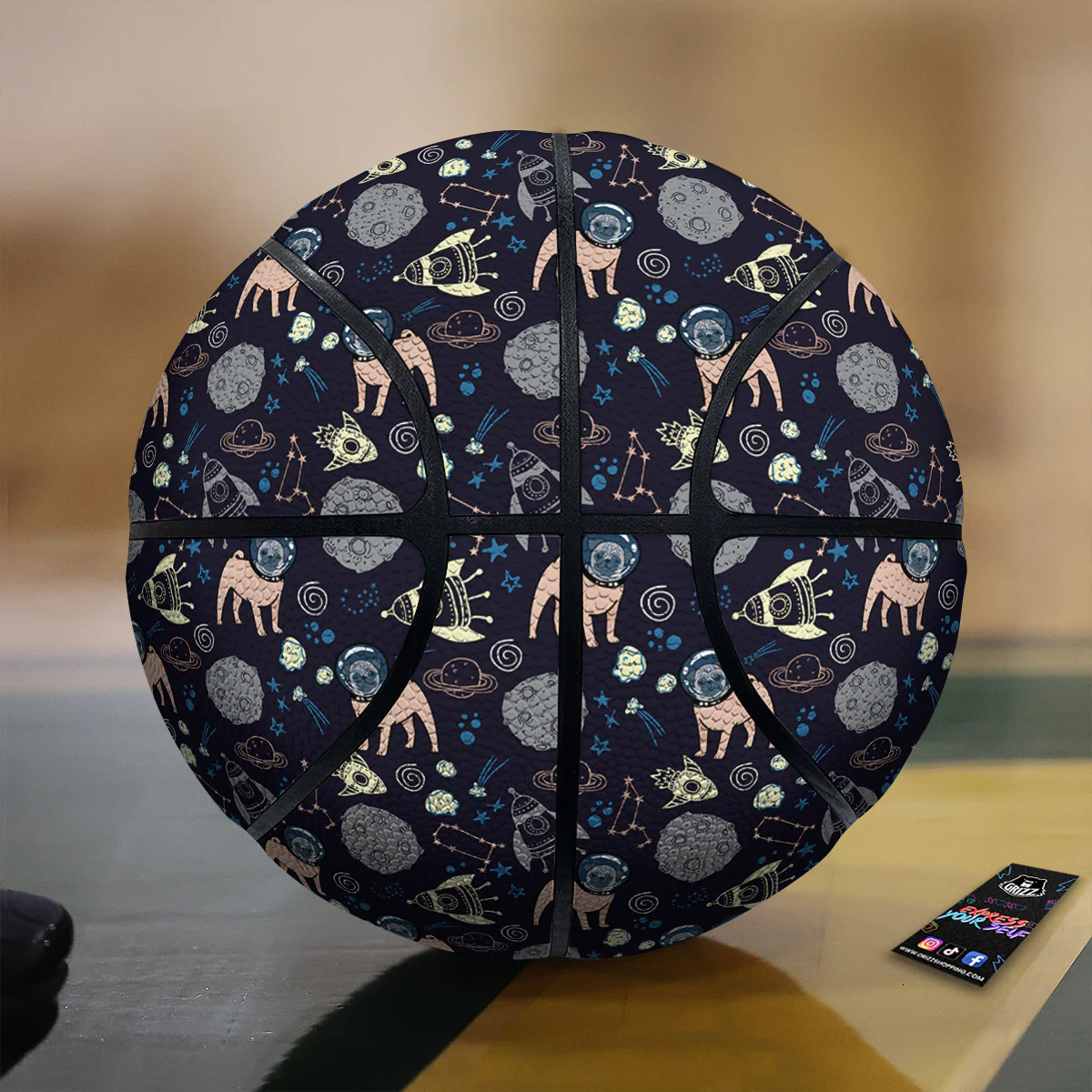 Pug And Astronaut In The Space Print Pattern Basketball