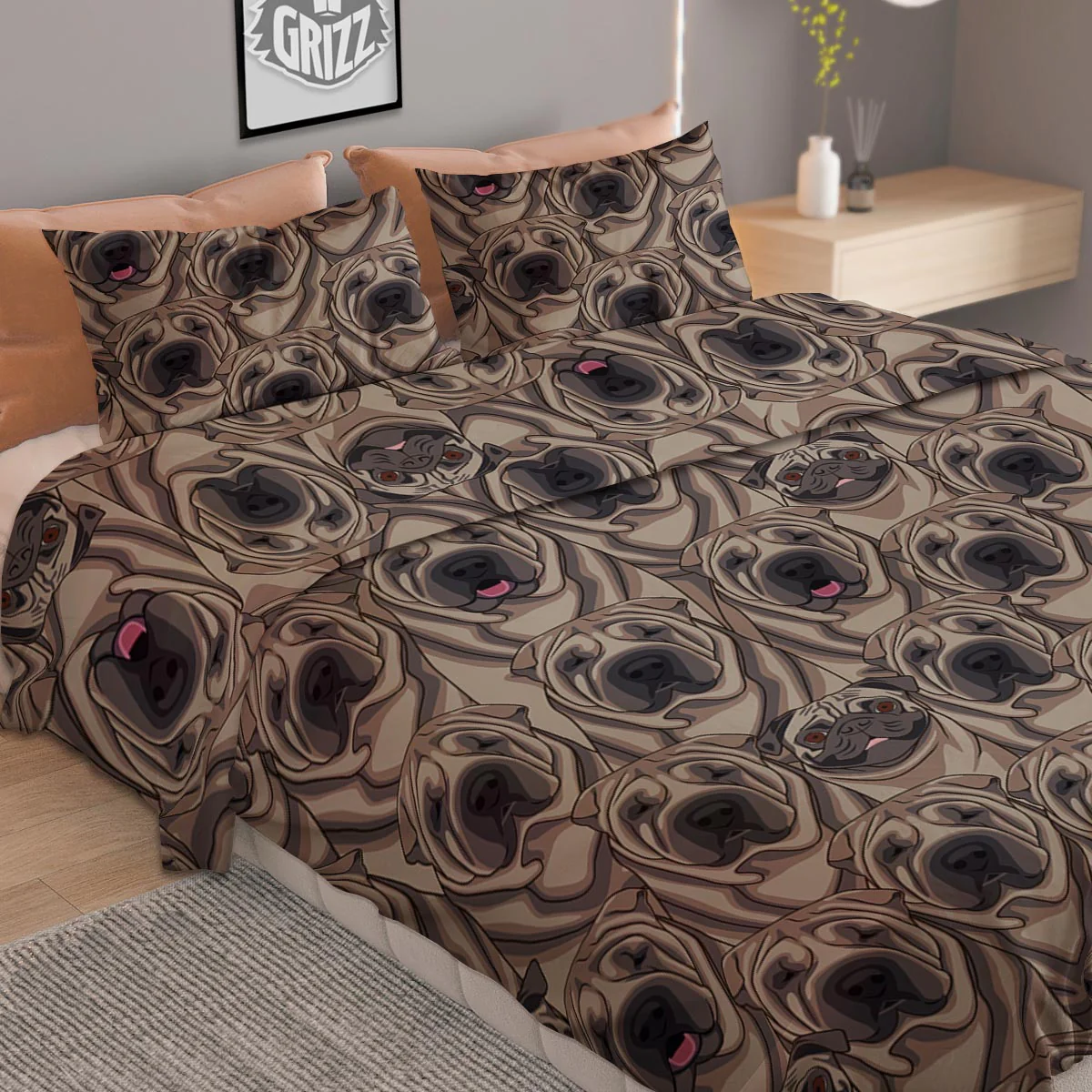Pug And Shar Pei Print Pattern Duvet Cover Bedding Set - Image 2
