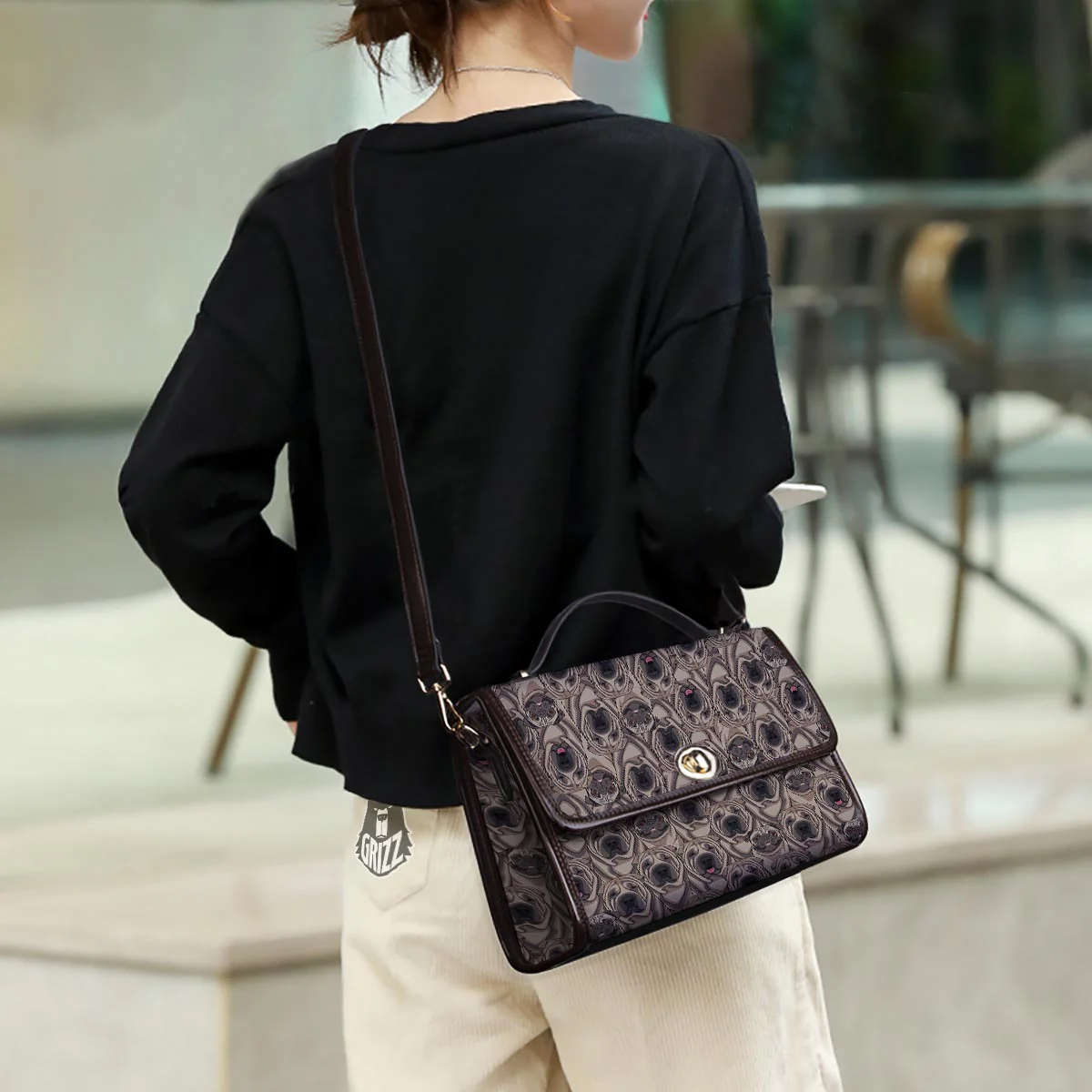 Pug And Shar Pei Print Pattern Women's Satchel Bag - Image 3