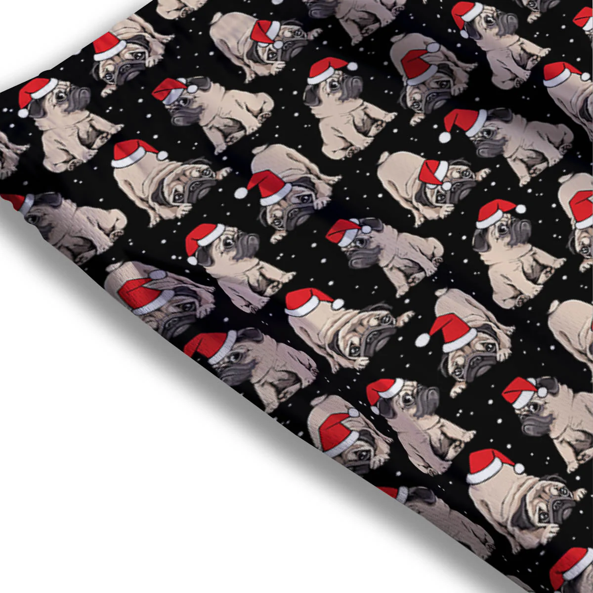 Pug Christmas Santa Print Pattern Mesh Shorts - Image 3