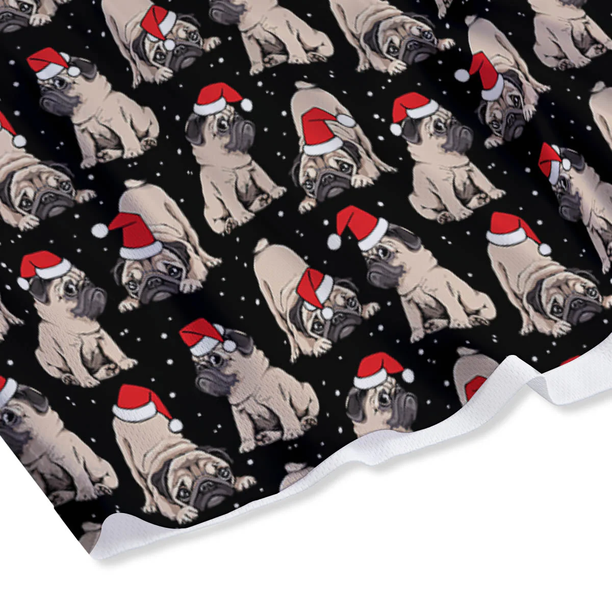 Pug Christmas Santa Print Pattern Mesh Shorts - Image 4