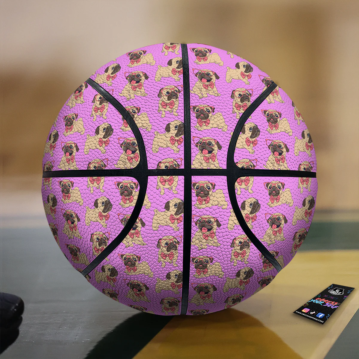 Pug Cute Print Pattern Basketball