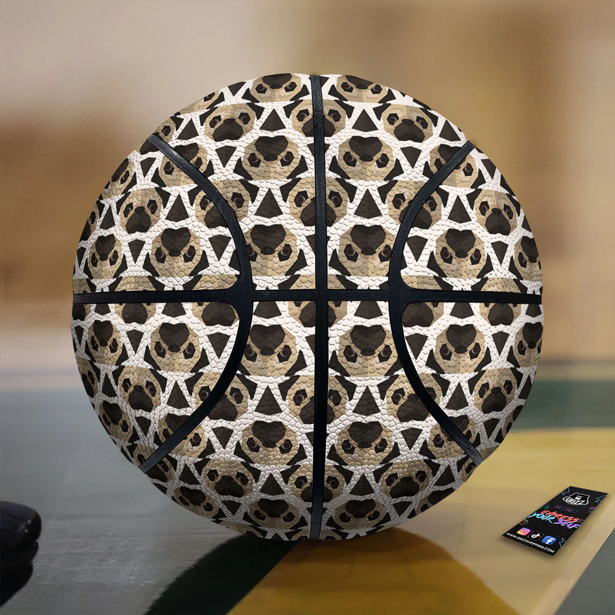Pug Geometric Print Pattern Basketball