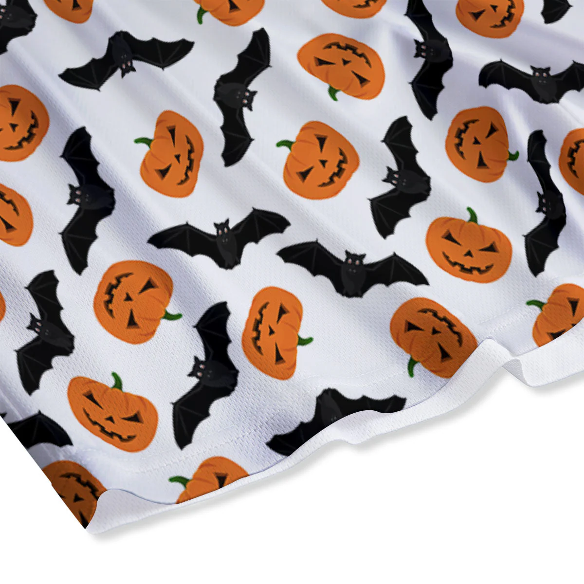 Pumpkin And Bat Halloween Print Pattern Mesh Shorts - Image 4
