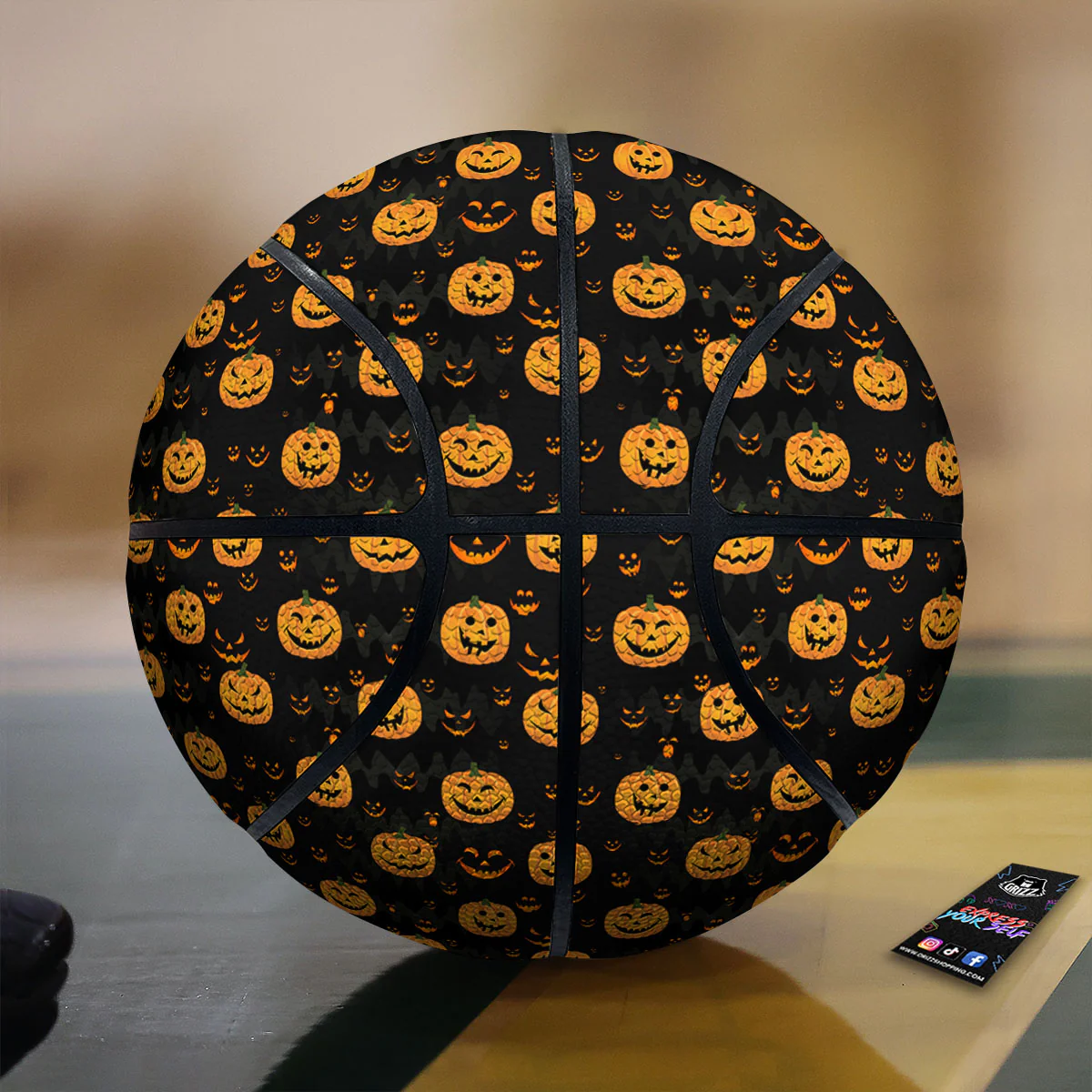 Pumpkin Halloween Fun Print Pattern Basketball