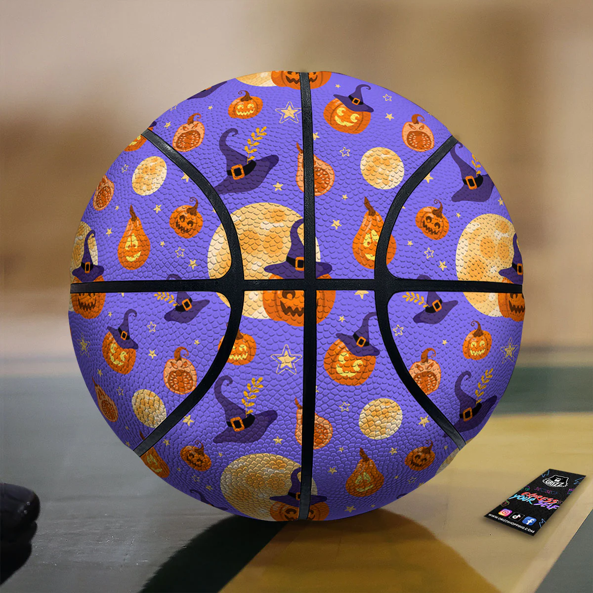 Pumpkin Halloween Purple Print Pattern Basketball
