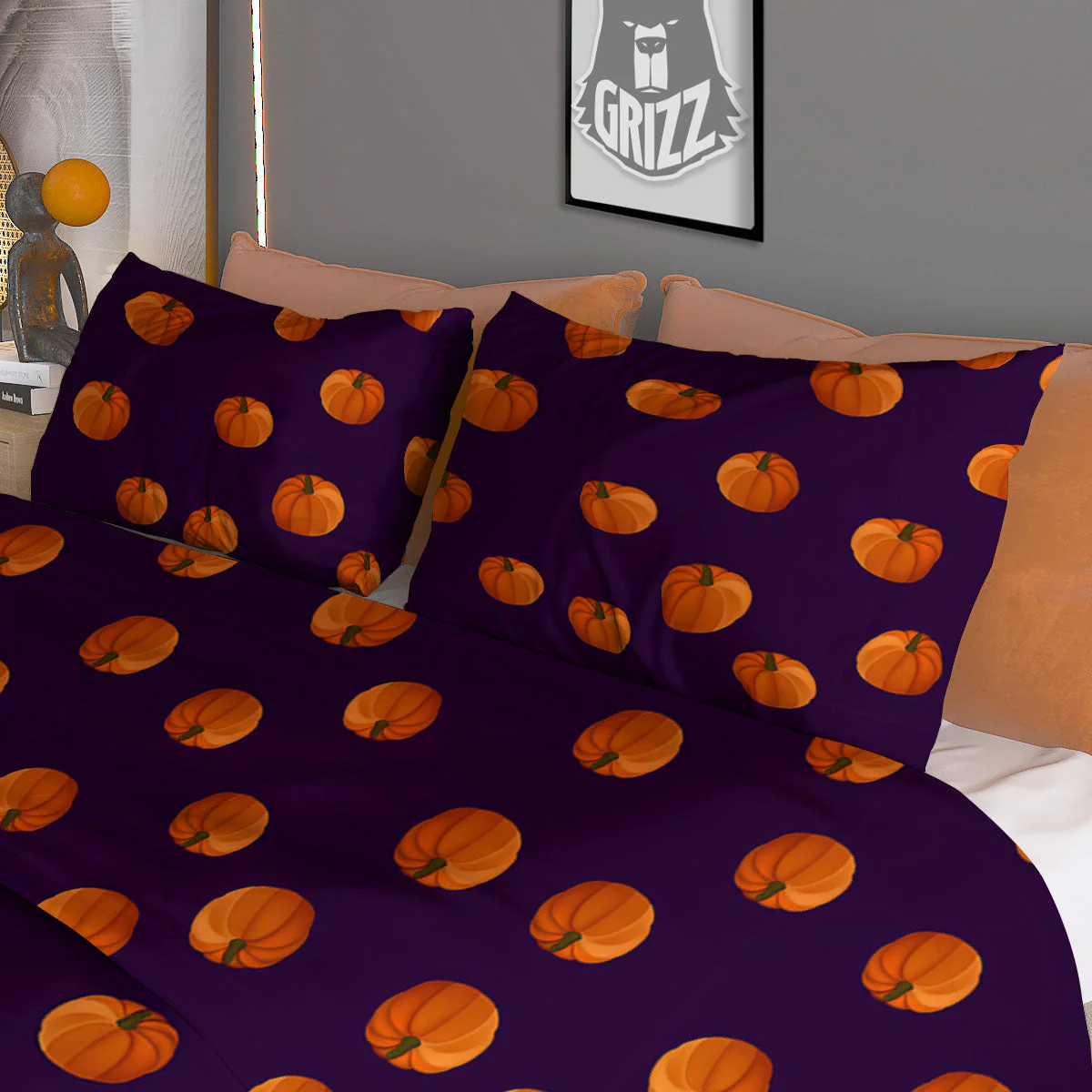 Pumpkin Little Print Pattern Duvet Cover Bedding Set - Image 3