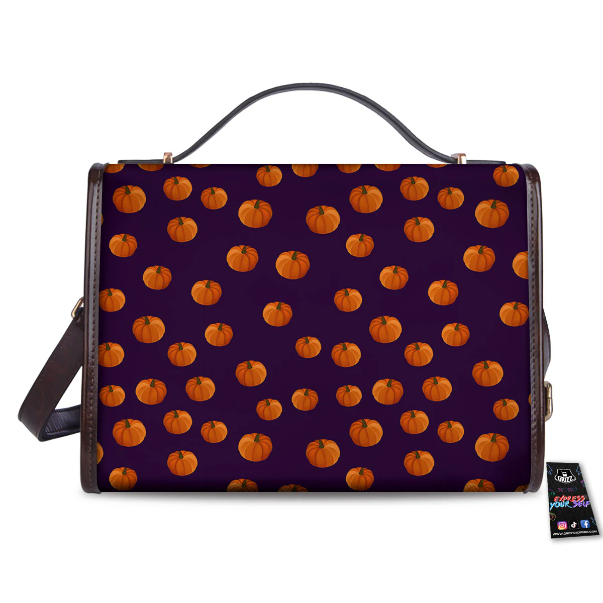Pumpkin Little Print Pattern Women's Satchel Bag - Image 2