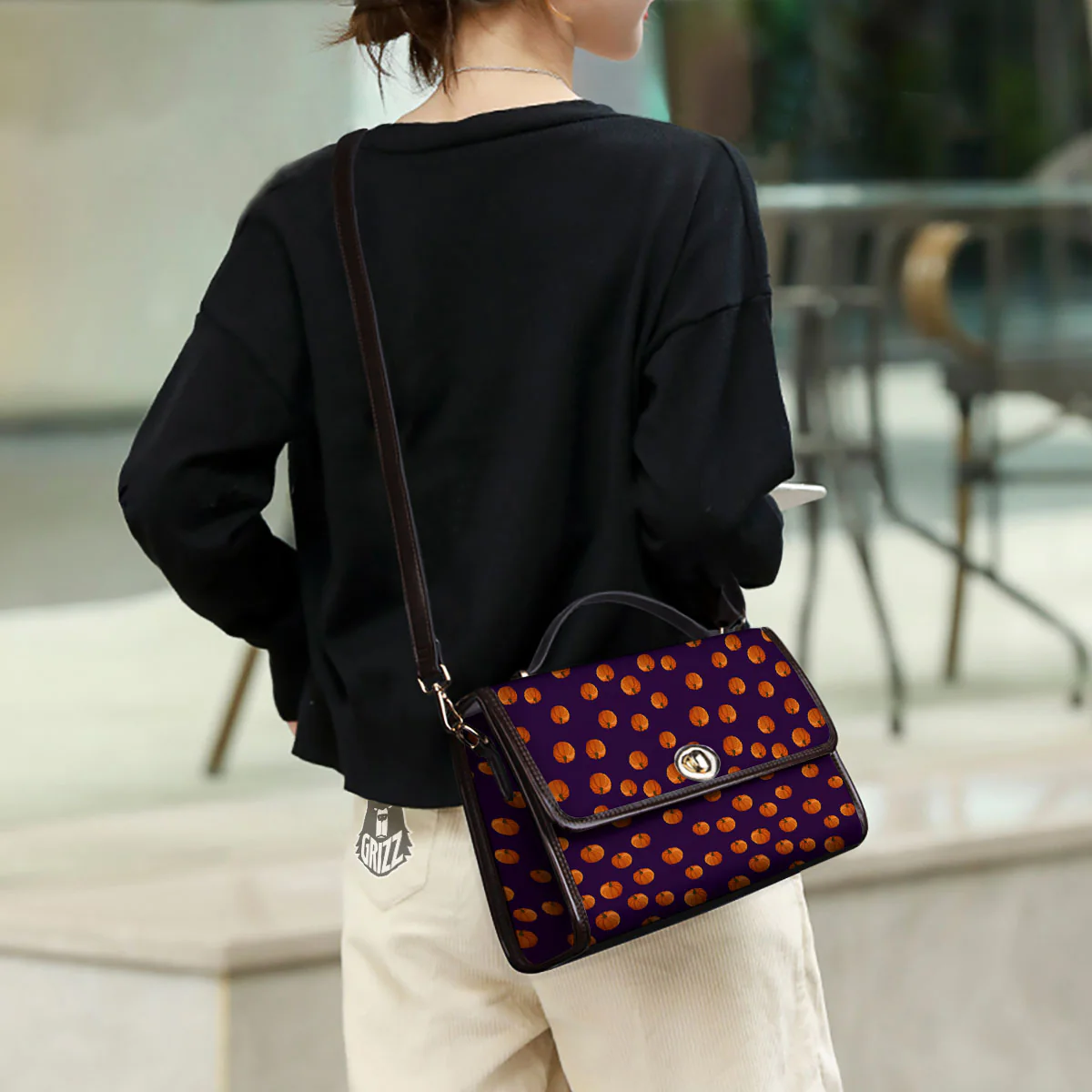 Pumpkin Little Print Pattern Women's Satchel Bag - Image 3