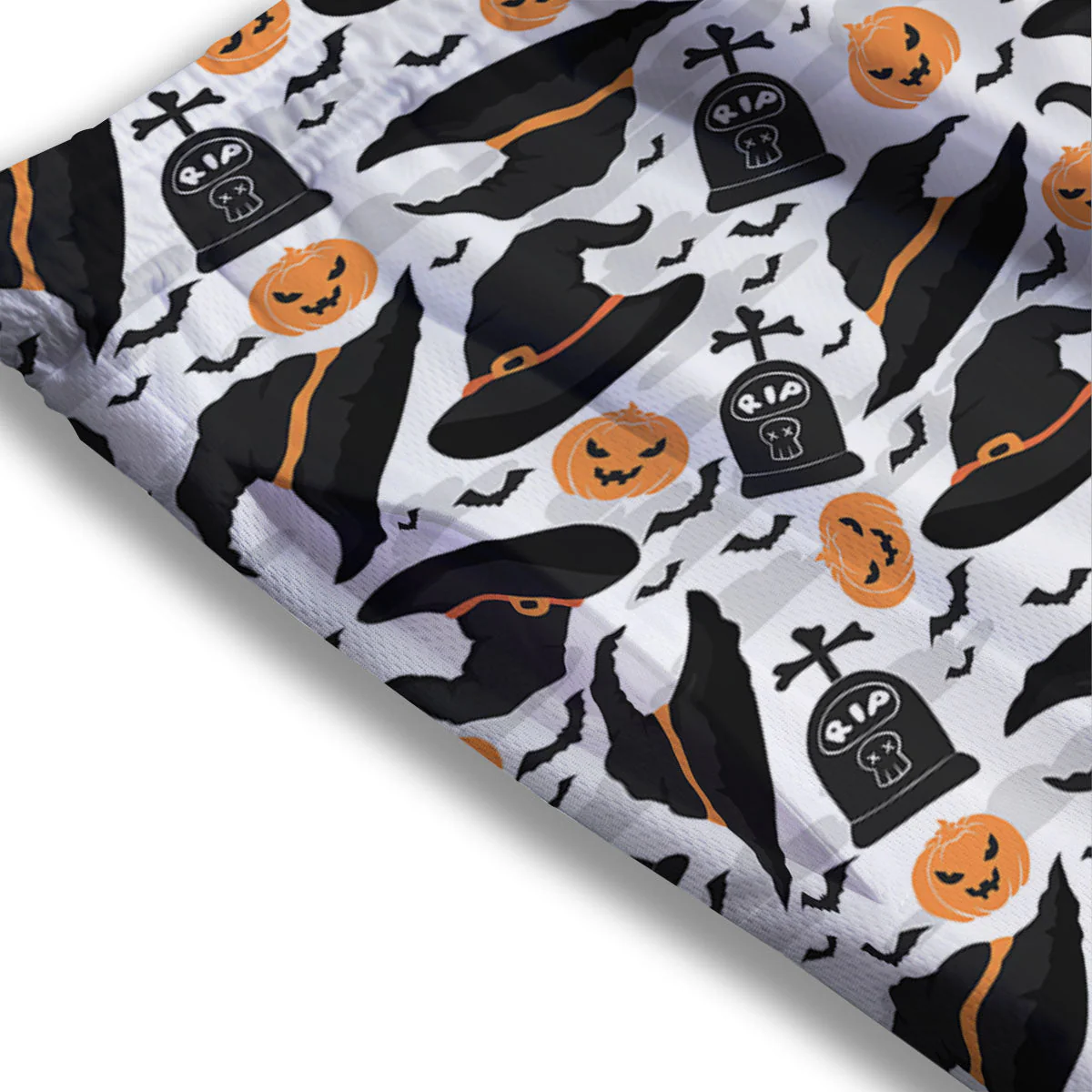 Pumpkin Witch Halloween Print Pattern Mesh Shorts - Image 3