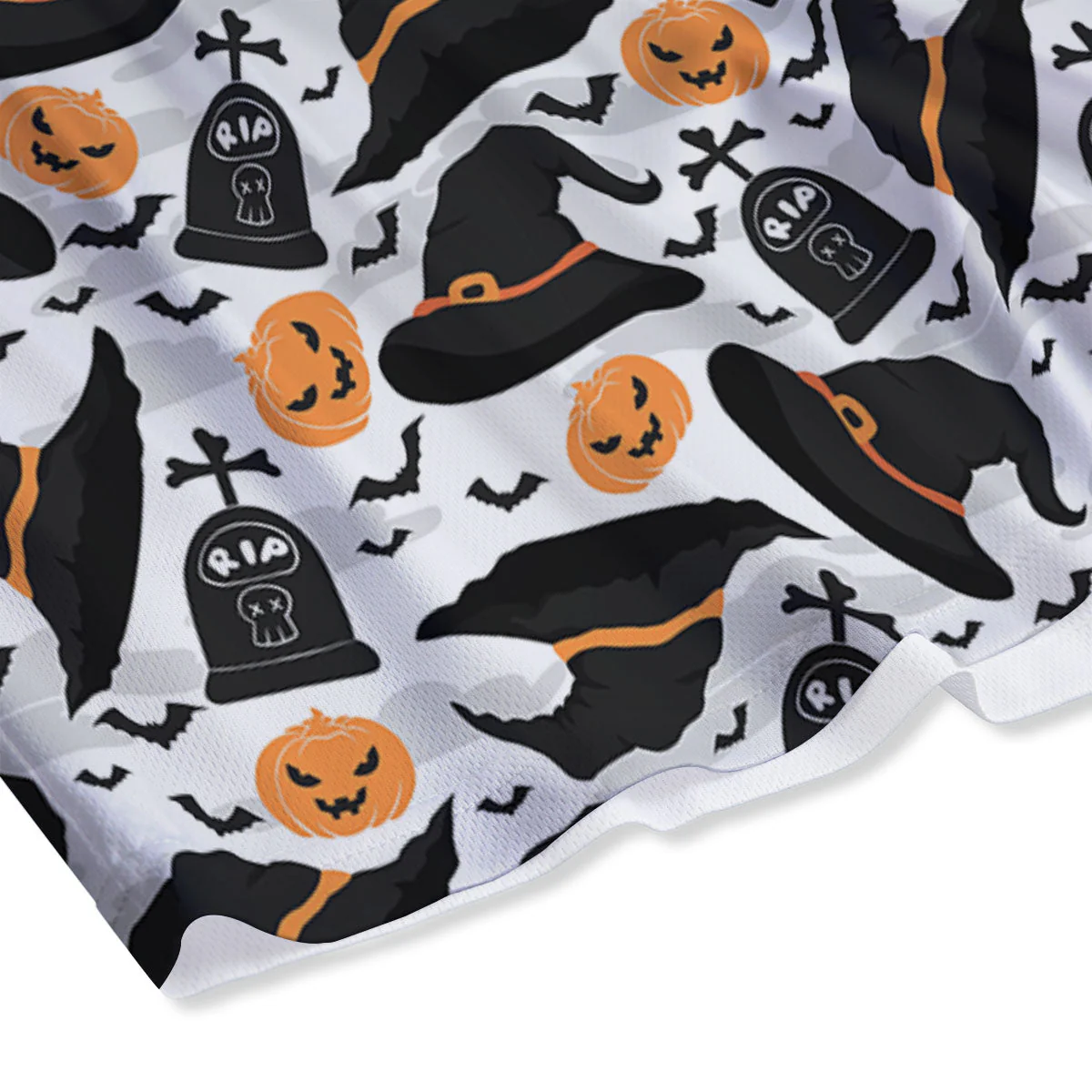 Pumpkin Witch Halloween Print Pattern Mesh Shorts - Image 4