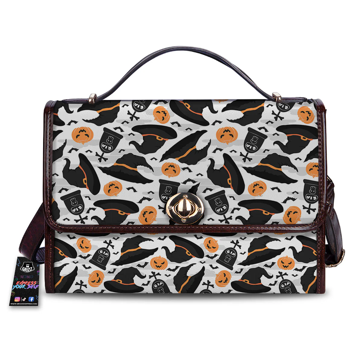 Pumpkin Witch Halloween Print Pattern Women's Satchel Bag