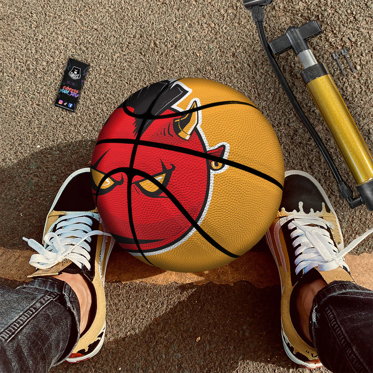 Punk Devil Mohawk Print Basketball - Image 2