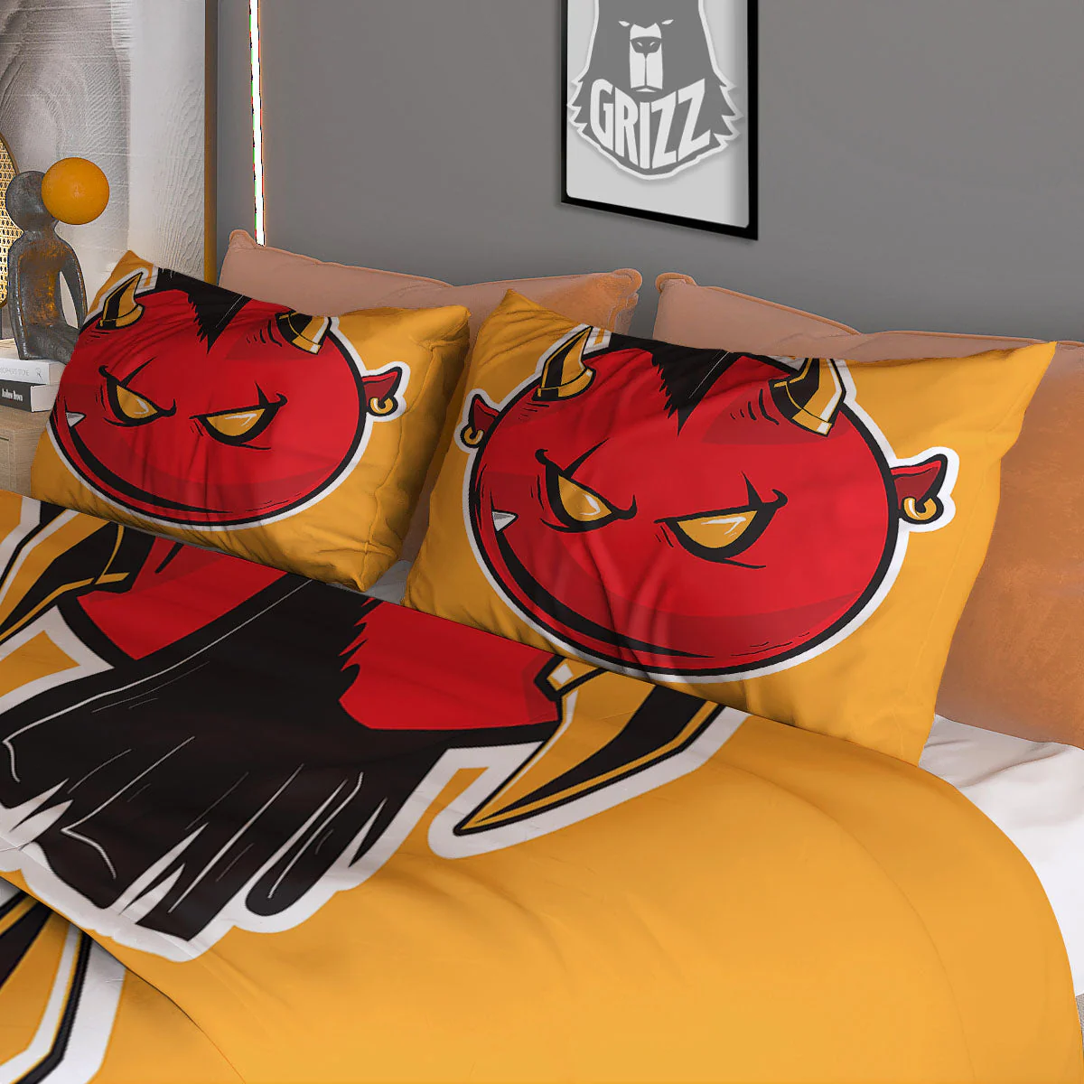 Punk Devil Mohawk Print Duvet Cover Bedding Set - Image 3