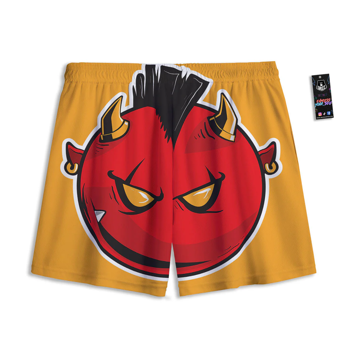 Punk Devil Mohawk Print Mesh Shorts - Image 2