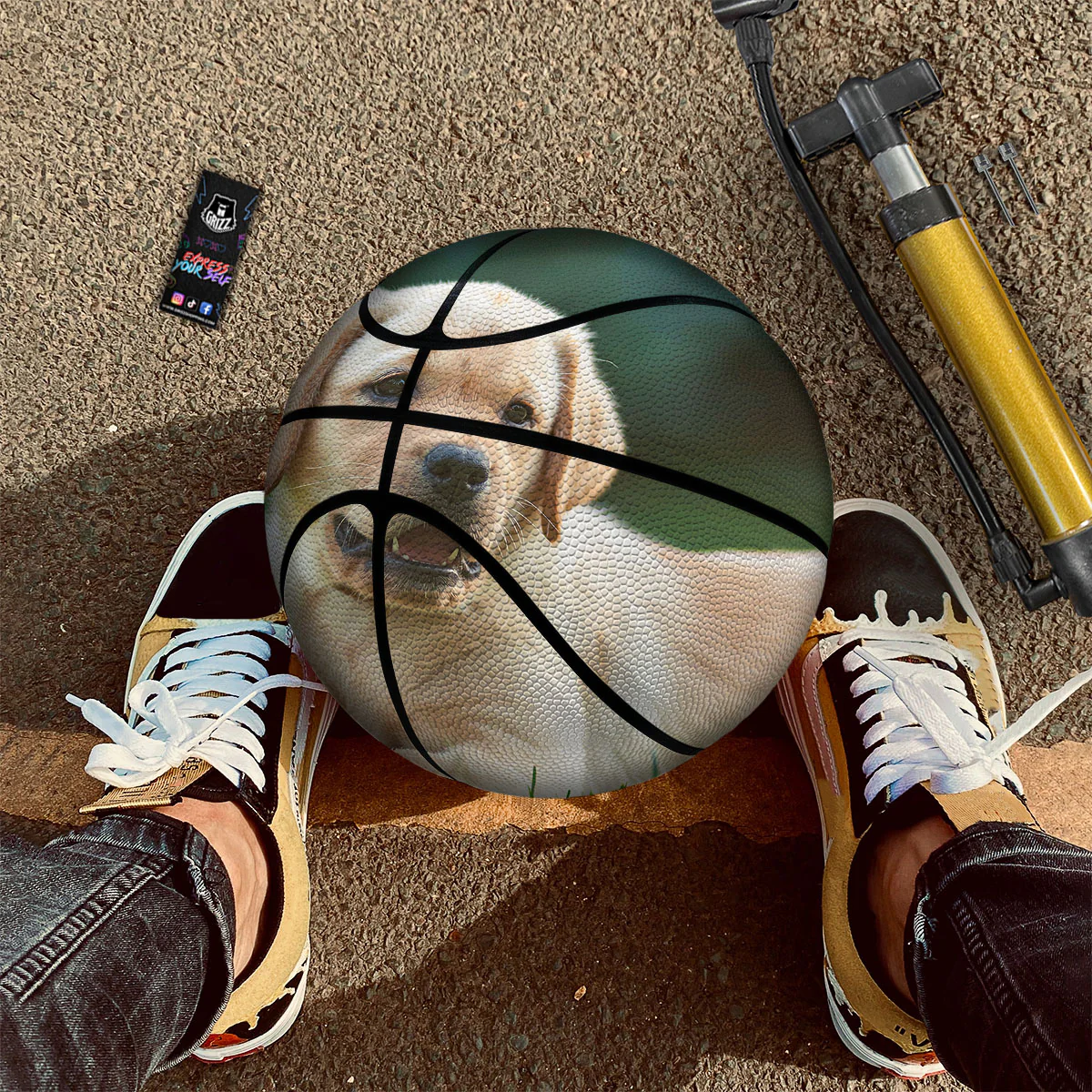 Puppy And Labrador Retriever Print Basketball - Image 2