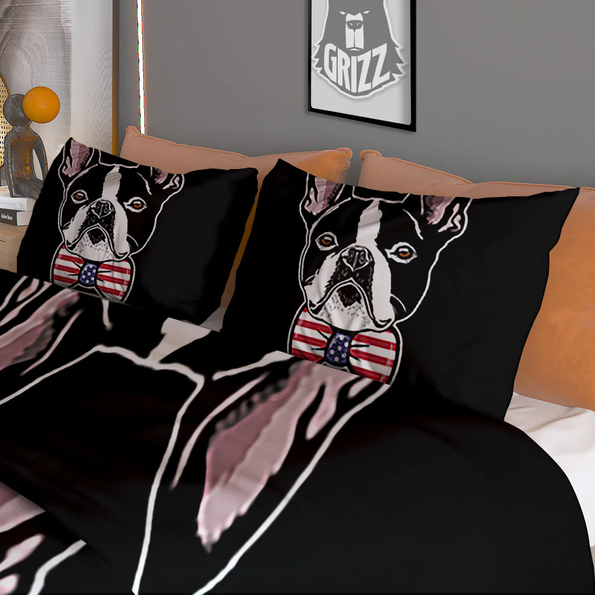 Puppy Faces Boston Terrier Print Duvet Cover Bedding Set - Image 3