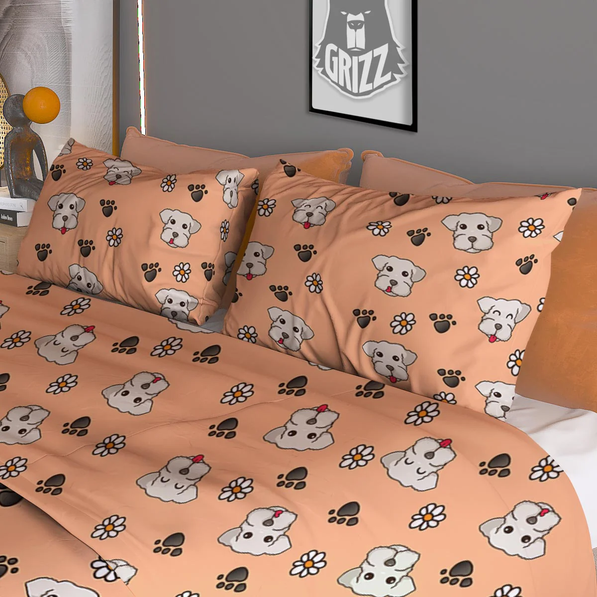 Puppy Shih Tzu Print Pattern Duvet Cover Bedding Set - Image 3