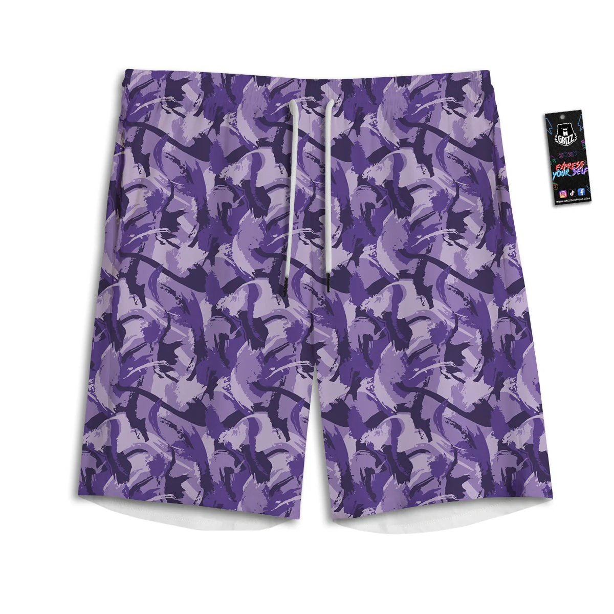 Purple Abstract Color Paint Print Men's Athletic Shorts