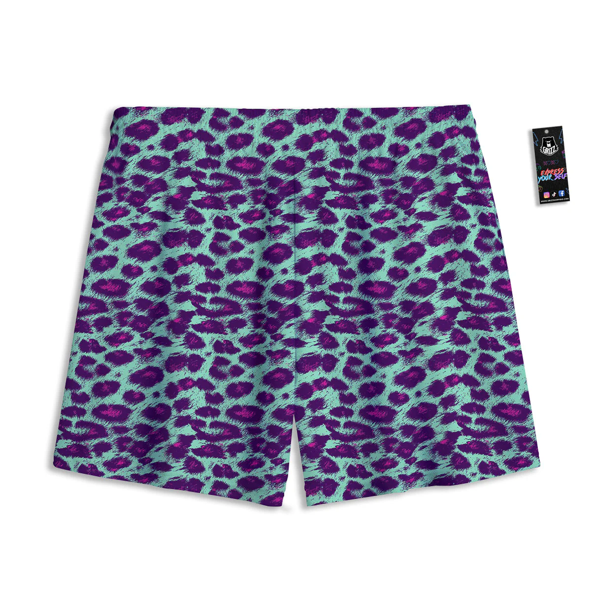 Purple And Blue Neon Leopard Print Mesh Shorts - Image 2