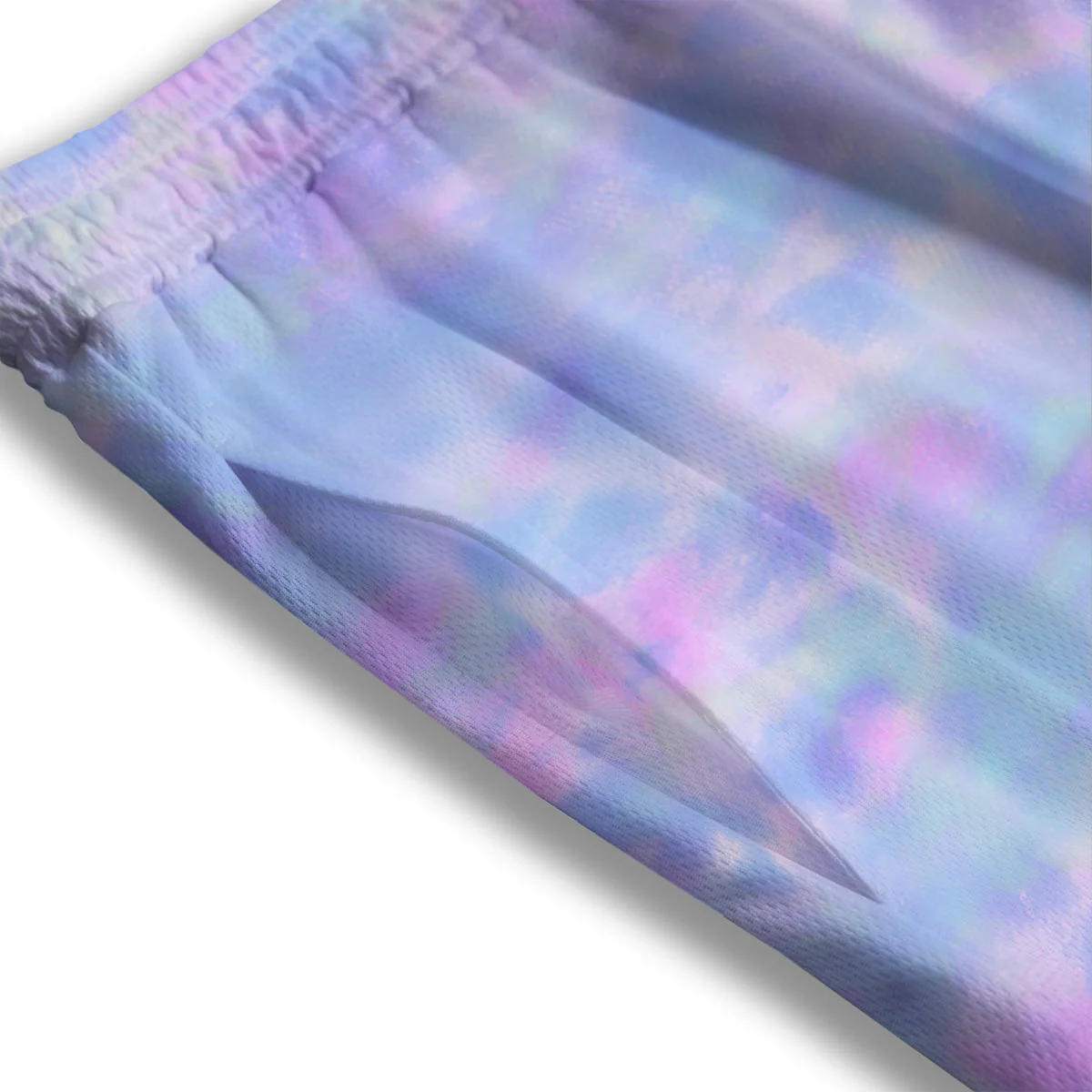 Purple And Blue Tie Dye Shibori Print Mesh Shorts - Image 3