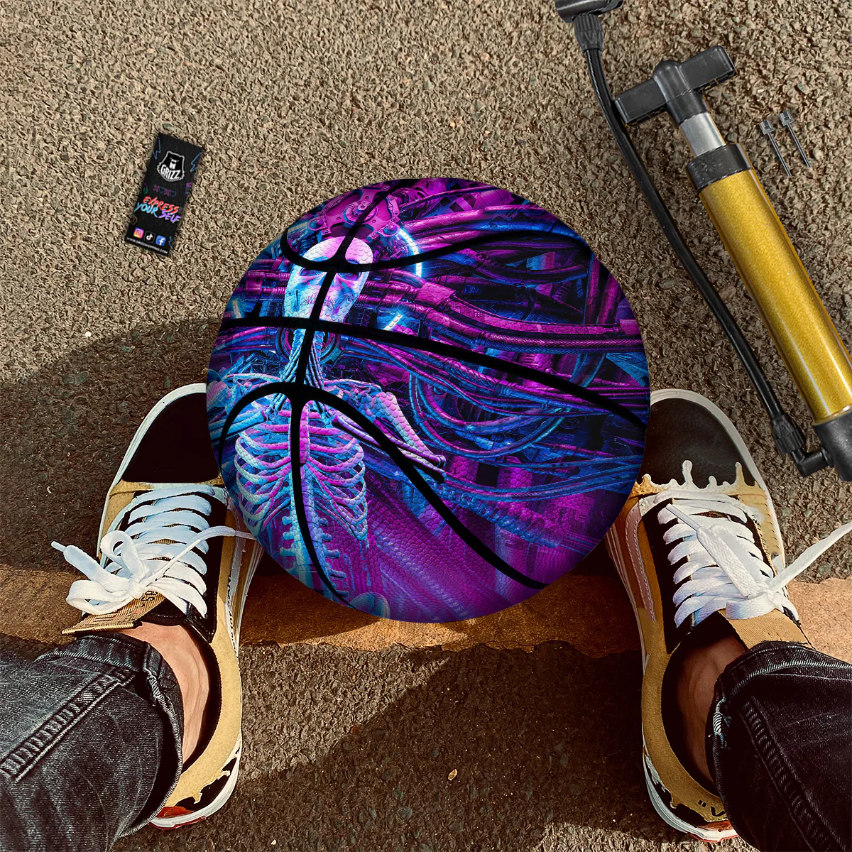 Purple Cyber Skeleton Print Basketball - Image 2