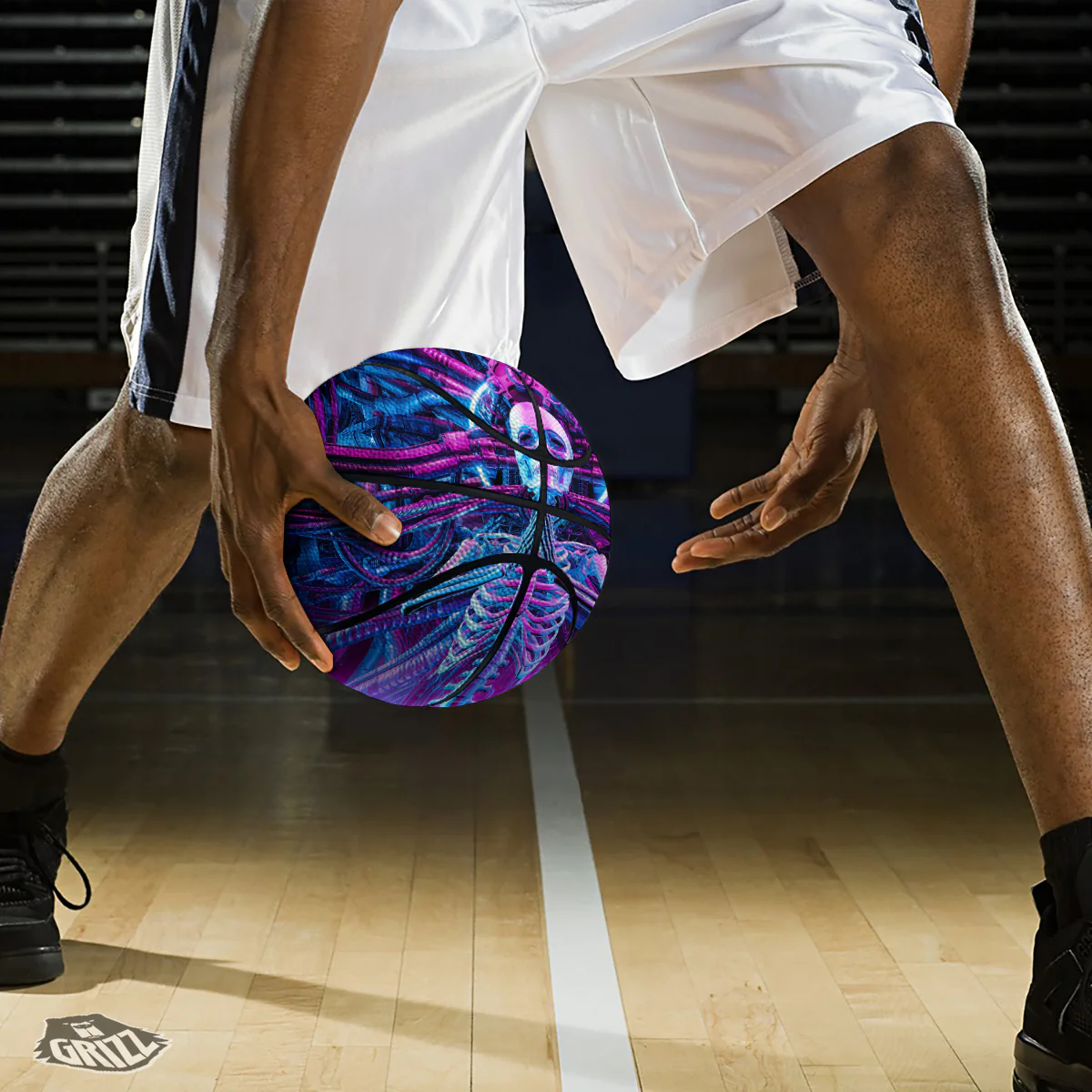 Purple Cyber Skeleton Print Basketball - Image 3