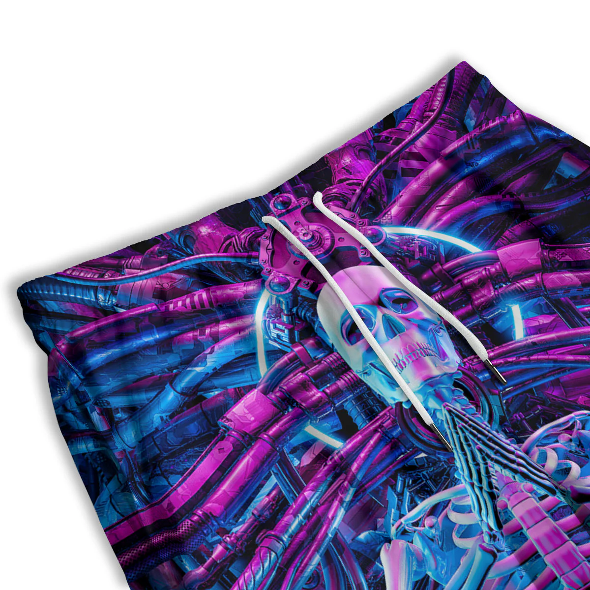 Purple Cyber Skeleton Print Men's Athletic Shorts - Image 3
