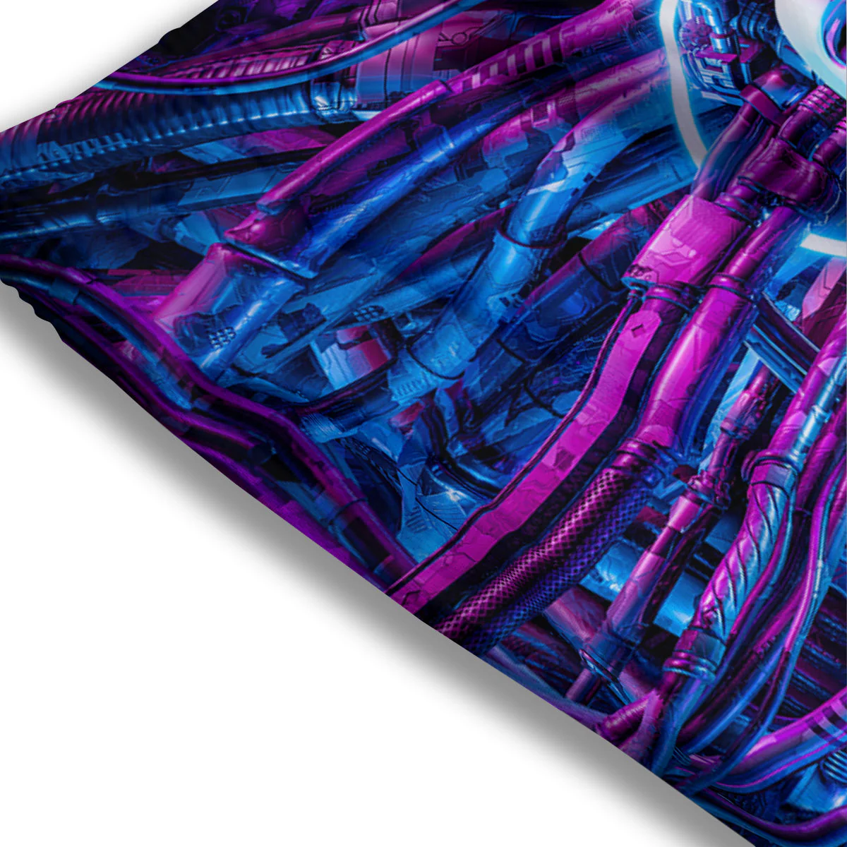 Purple Cyber Skeleton Print Mesh Shorts - Image 3