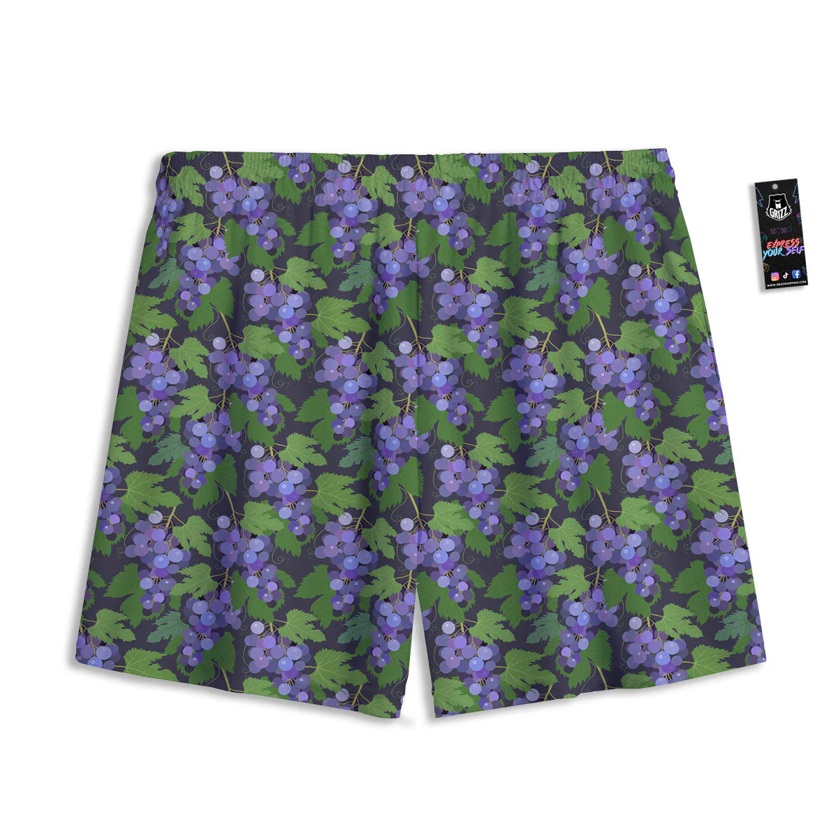 Purple Grapes Print Pattern Mesh Shorts - Image 2